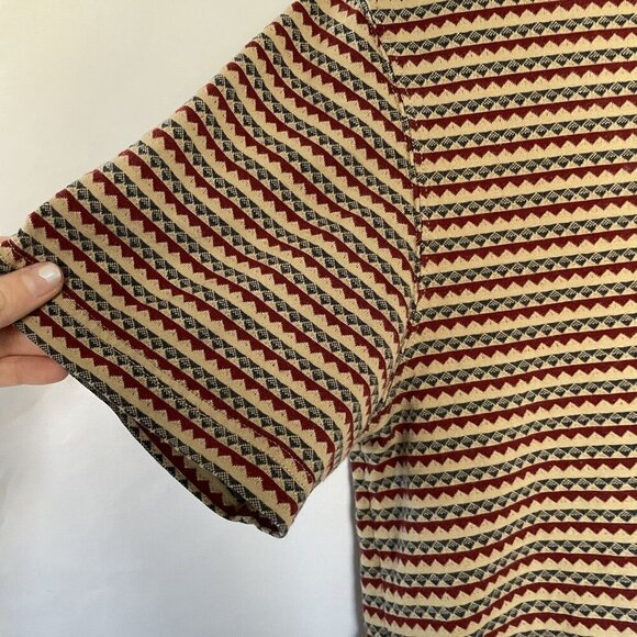 Howler Bros Mens Striped Cotton T-Shirt M red green vintage striped cream pocket - Picture 5 of 8